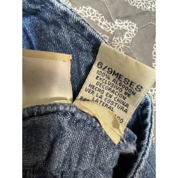 Vintage 6-9 Months 90s Faded Glory Overalls Denim Jean Embroidered Flowers - Picture 11 of 14